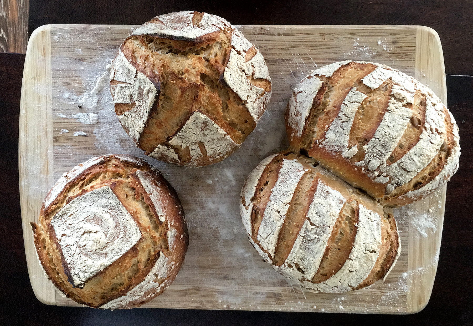 Freshly baked bread loaves